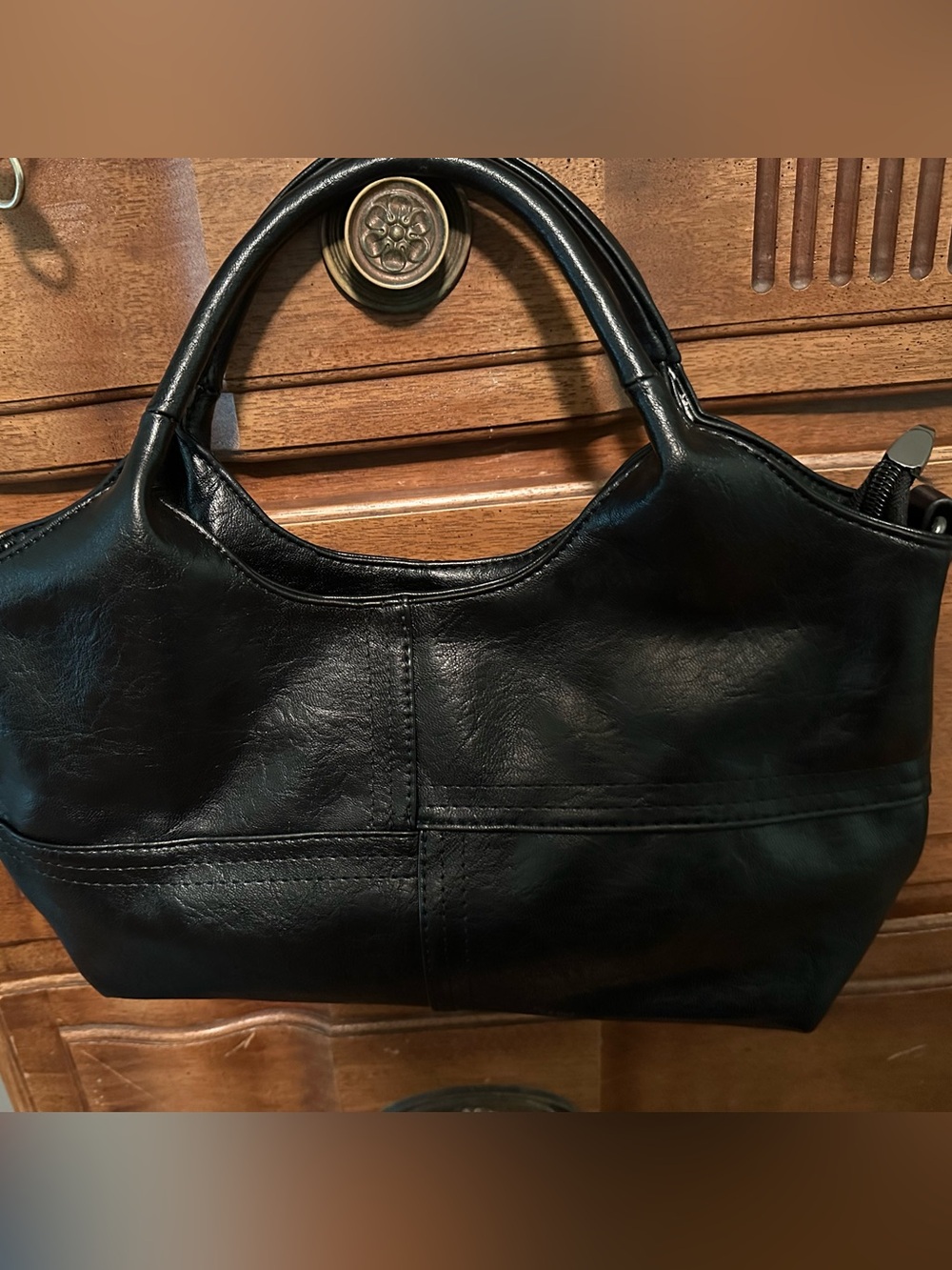 Faux leather purse with removable crossbody strap